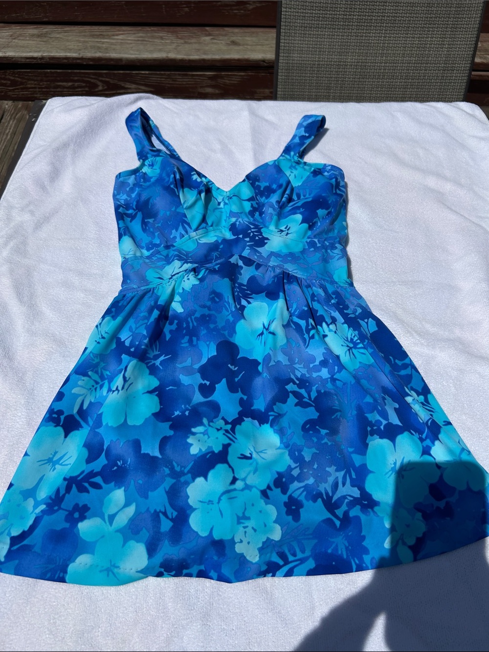 Maxine Blue Floral Swim Dress size 14 New with Tags - Beach- Vacation- Pool